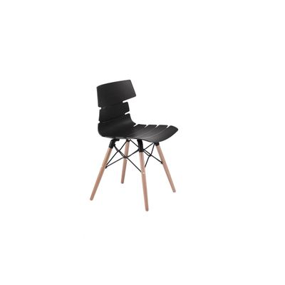 Chaise TESS - pieds bois et acier noir - noir