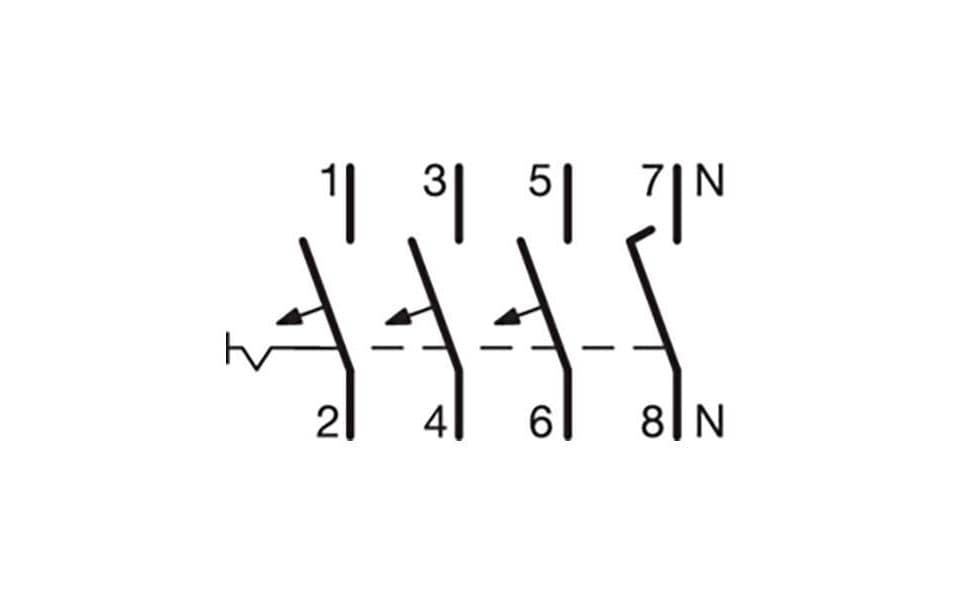 Leitungsschutzschalter 3P+N 6kA C-16A 4MFehlerstrom-Leitungsschutzschalter