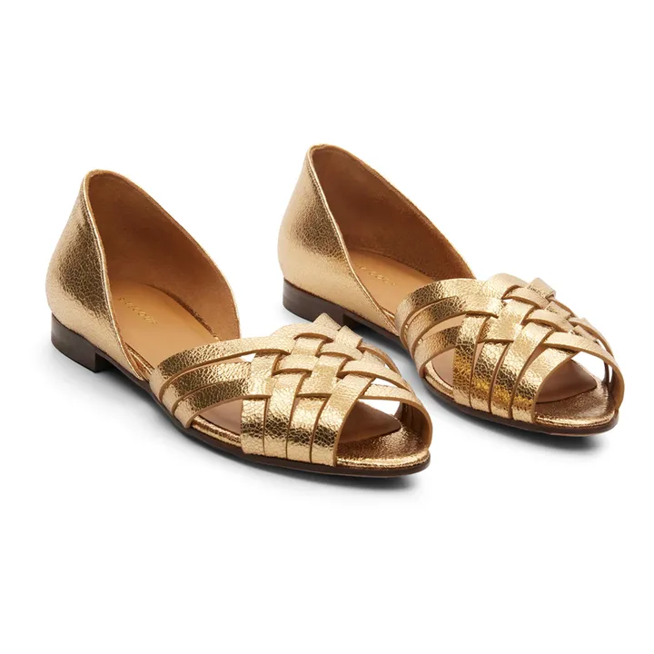 Rivecour Sandales Cuir Craquelé n°64 | Gold