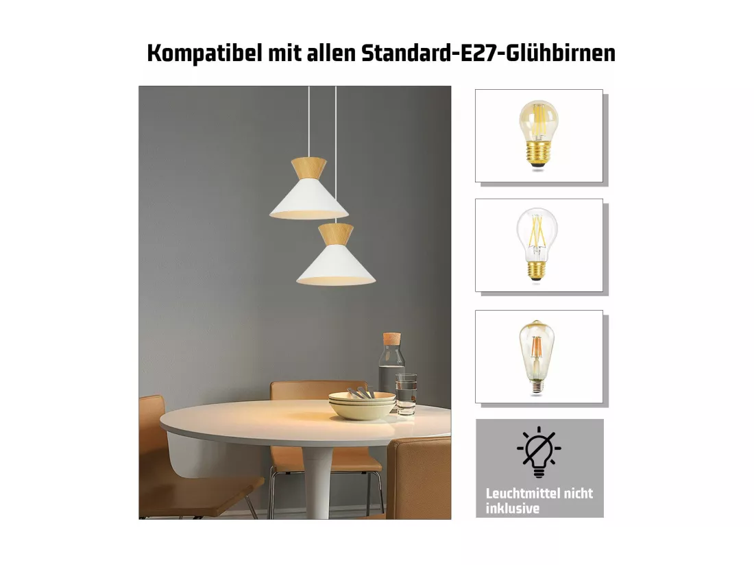 NETTLIFE Suspension Vintage Salle à Manger 2x Lampe Suspendue Noire Lampe Suspendue Industrielle E27 Métal Rétro