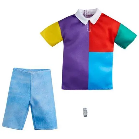 Barbie Fashions Ken Complete Look Color Block Shirt / Jean Shorts