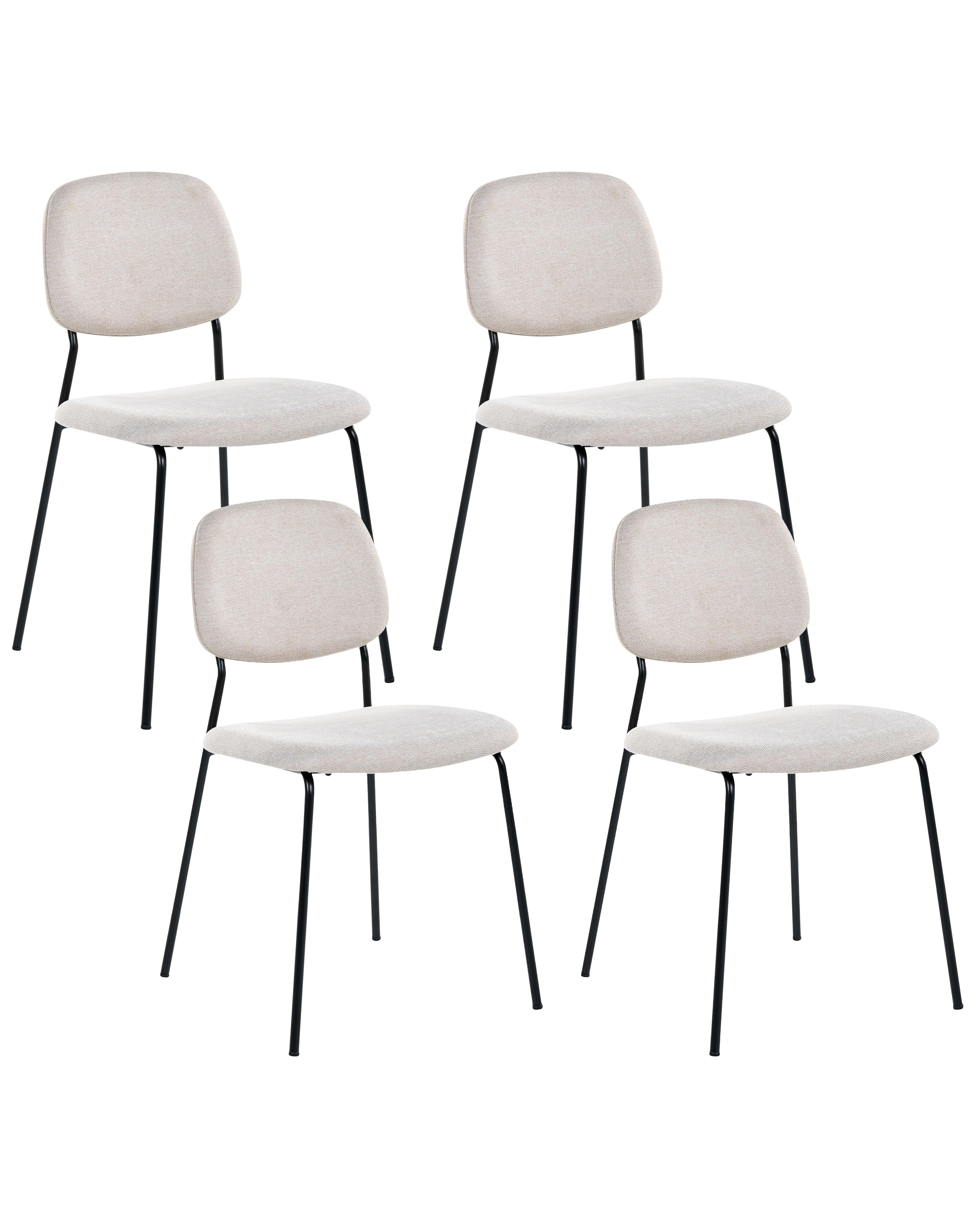 Set van 4 eetkamerstoelen RILEY Stof Lichtbeige