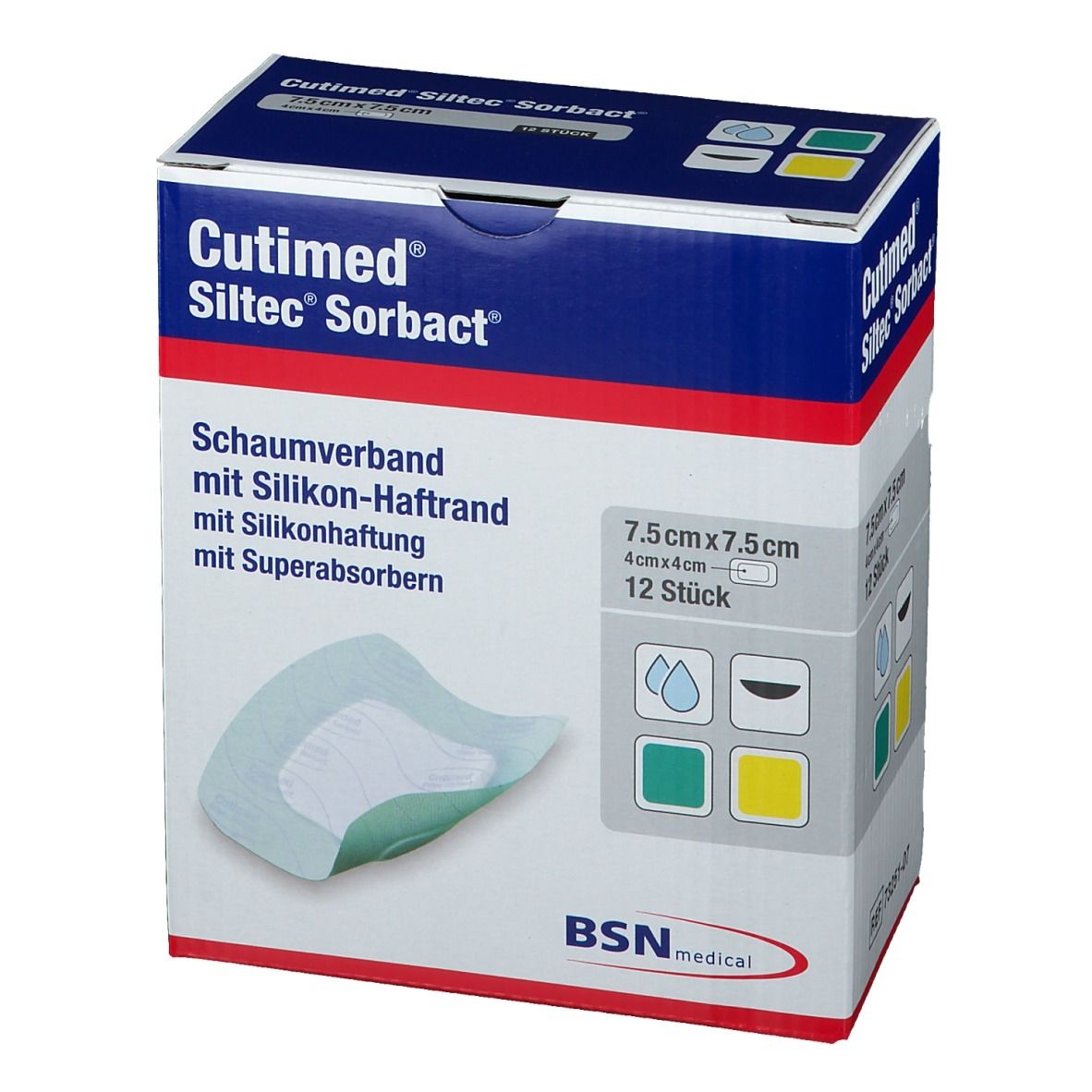 Cutimed® Siltec Sorbact 7,5 cm x 7,5 cm