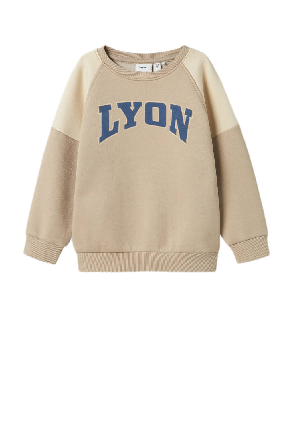 NAME IT sweater NMMOSCAR met tekst zand/beige