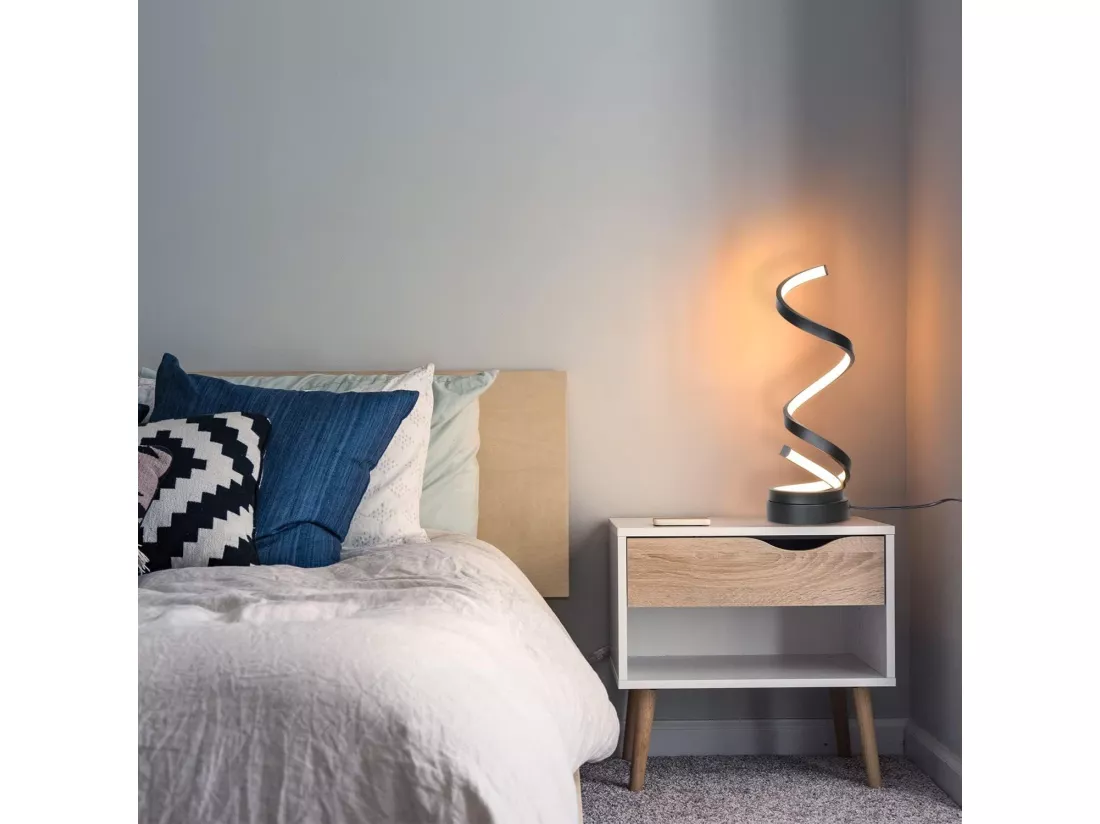 NETTLIFE lampe de chevet tactile lampe de table LED dimmable 12W moderne avec 1,6M design noir