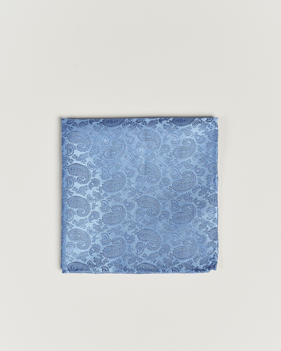 Amanda Christensen Tonal Paisley Silk Pocket Square Sky Blue