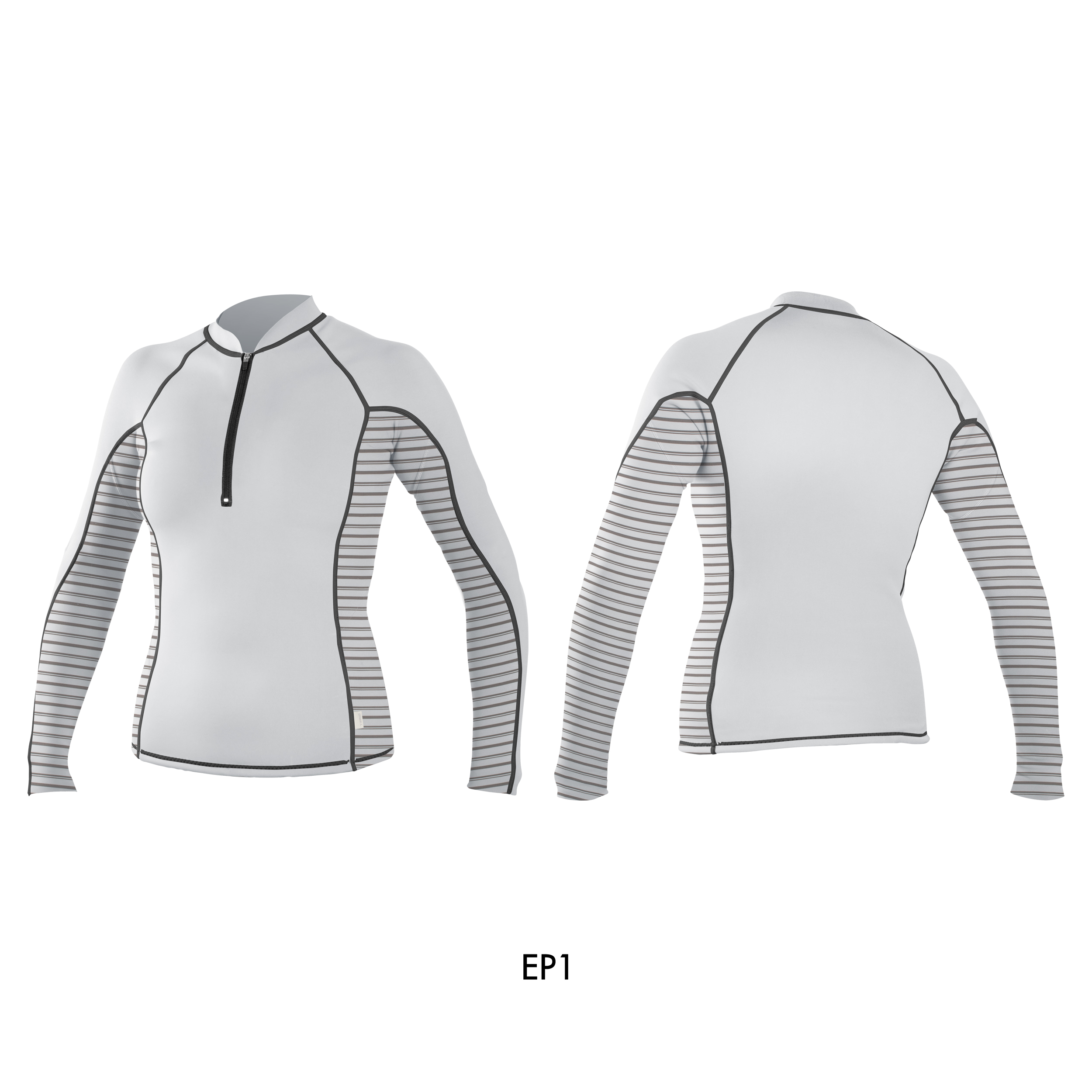 O'Neill Wms Front-Zip L/S Rash Guard WHT/HWYSTRI