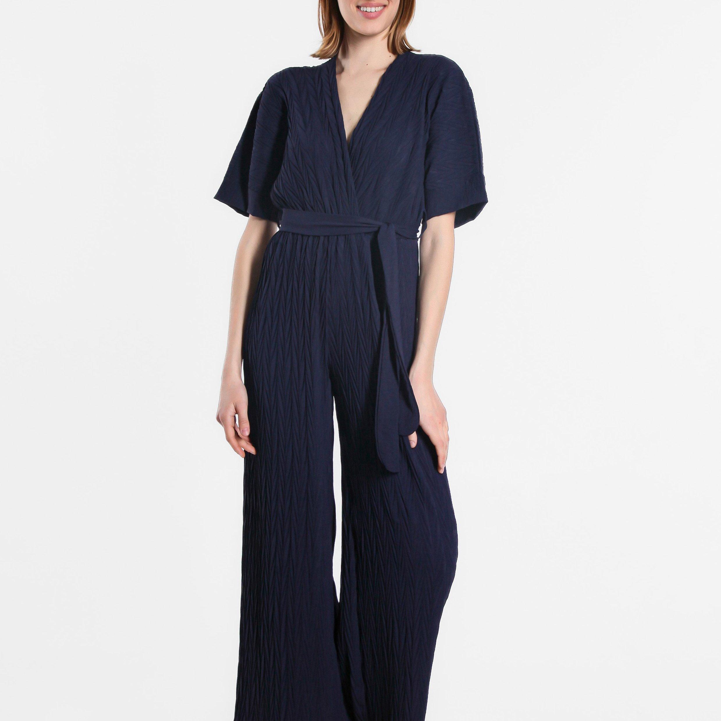 Be You Wide Wide Leg Plisse Jumpsuit