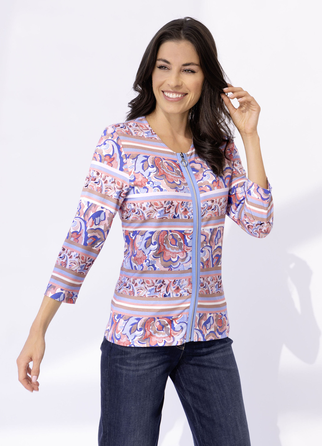 Shirtjacke mit durchgehendem Reißverschluss