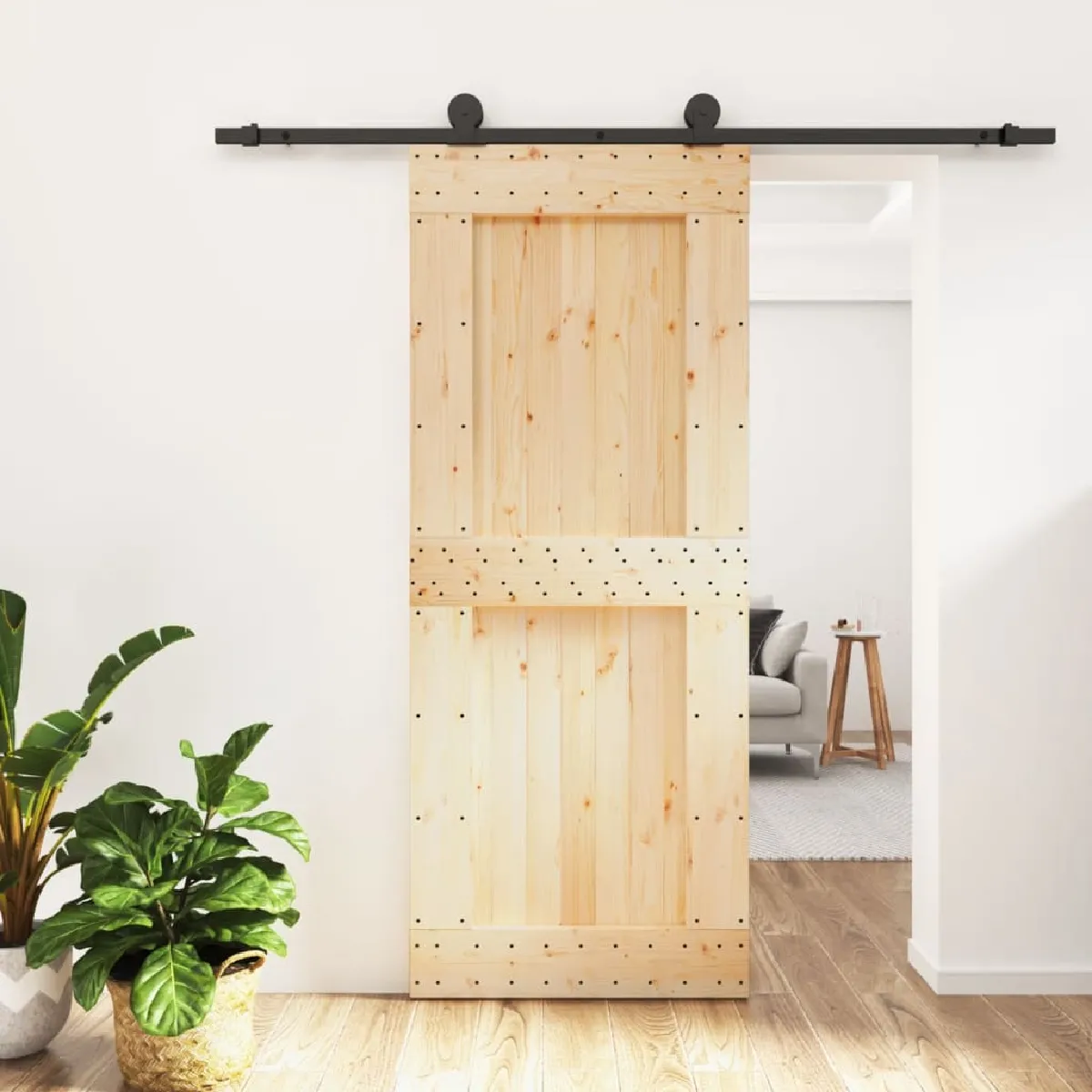 vidaXL Porte coulissante en pin massif - 85x210 cm