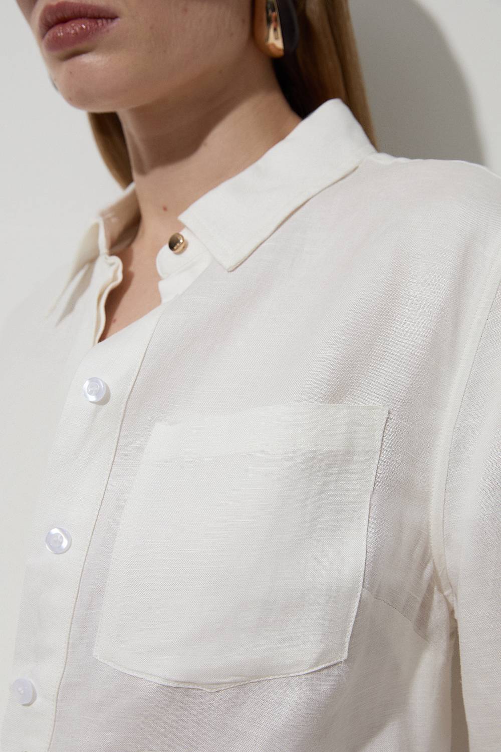 KarenMillen Chemise à manches longues tissée en lin et viscose