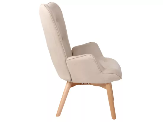 Fauteuil - Tissu & Bois - Crème - Durham