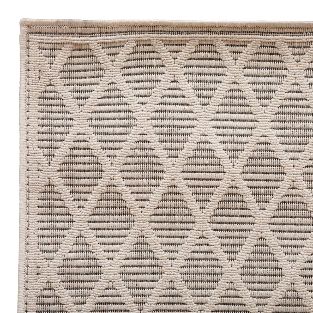 Tapis pour extérieur ou intérieur en polypropylène gris tissé en forme de losanges 160 x 230 cm