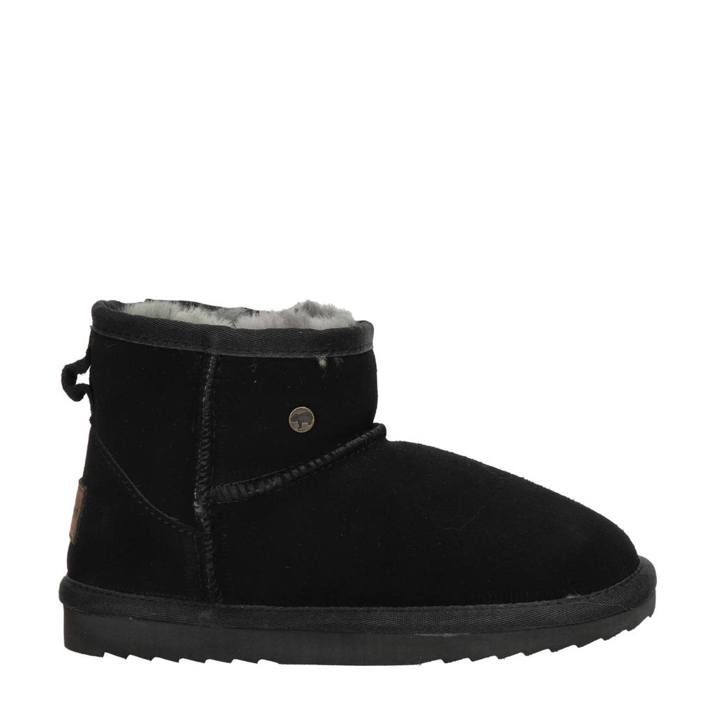 Warmbat Australia Wallabygevoerde suède enkelboots zwart