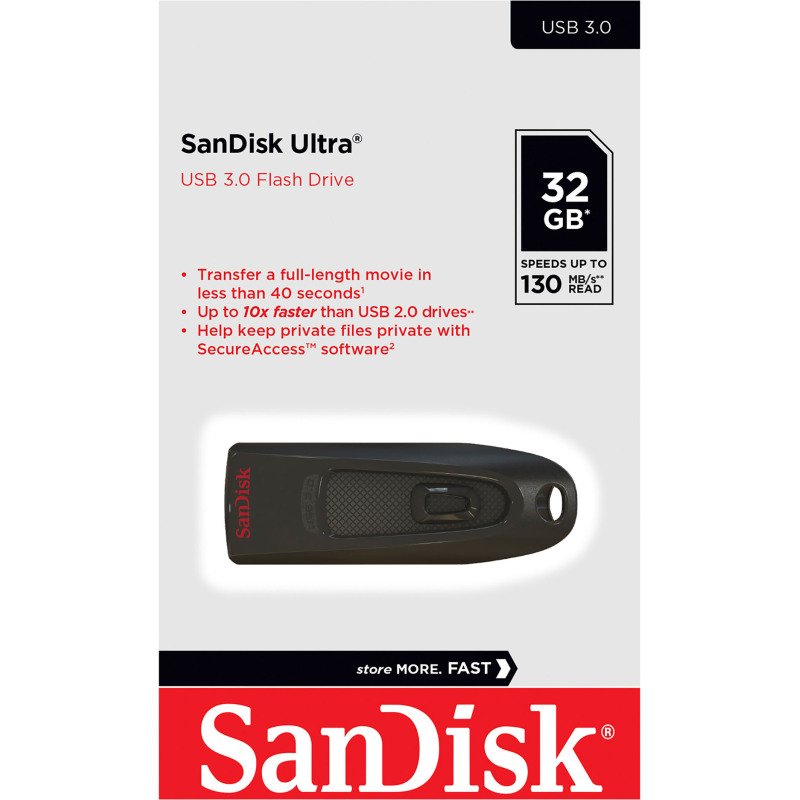 Sandisk clé USB Ultra 32 Go Usb 3.0 (Usb-A) Noir