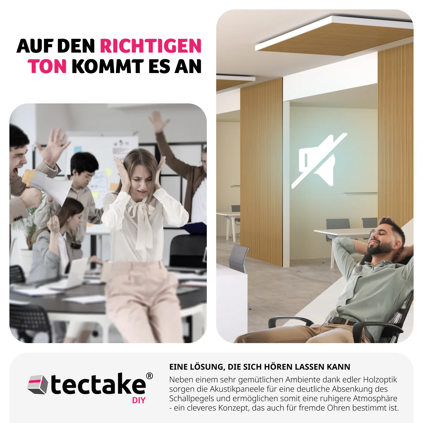 tectake® 2er Set Akustikpaneele, Holzoptik in 3 Farben, MDF und Echtholzfurnier, je 60 x 120 x 2,1 cm, Größe flexibel anpassbar