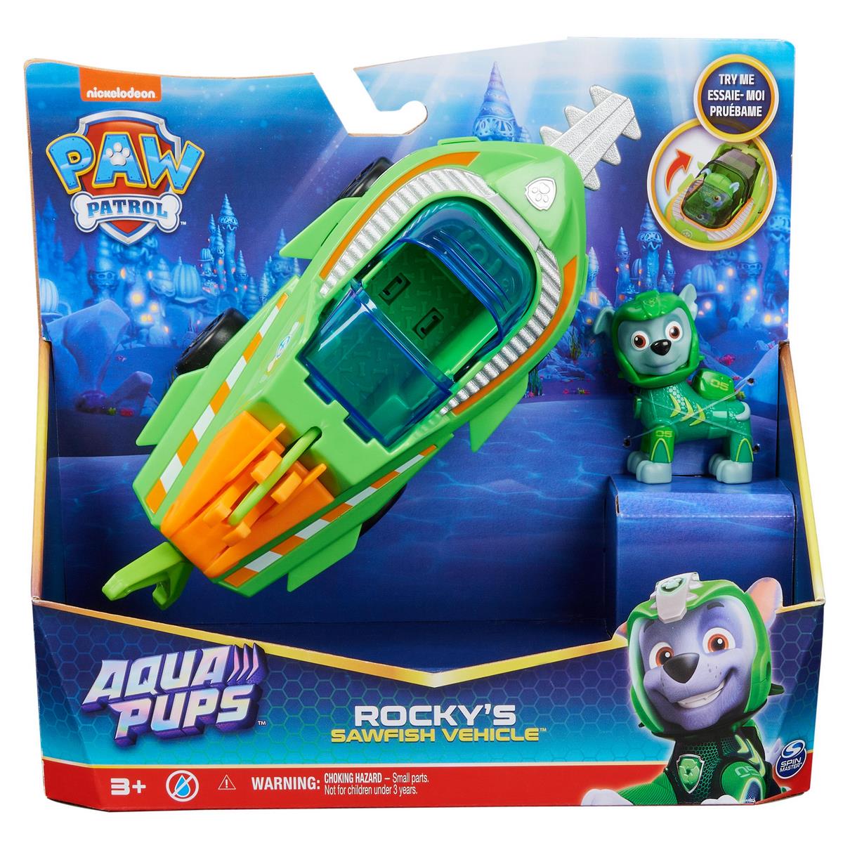 Véhicule et Figurine Rocky Aqua Pups La Pat Patrouille