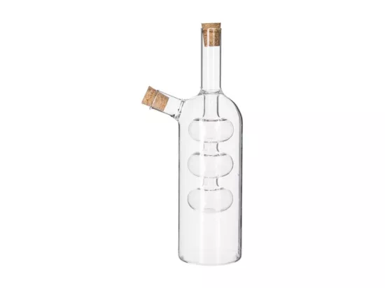 Bouteille huile vinaigre 2 en 1 design en verre - Transparent - 0,5 l