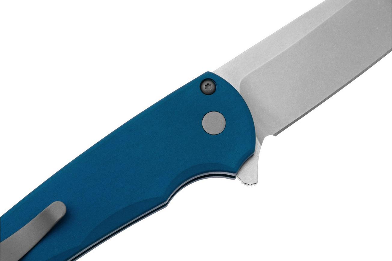 Pro-Tech Malibu 5401-BLUE Stonewashed MagnaCut Reverse Tanto, Blue Aluminum zakmes