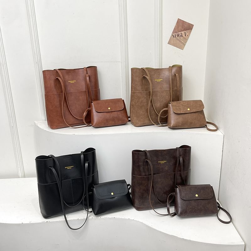 Kleevelind - Set: Kunstleren Tote Bag + Flap Pouch