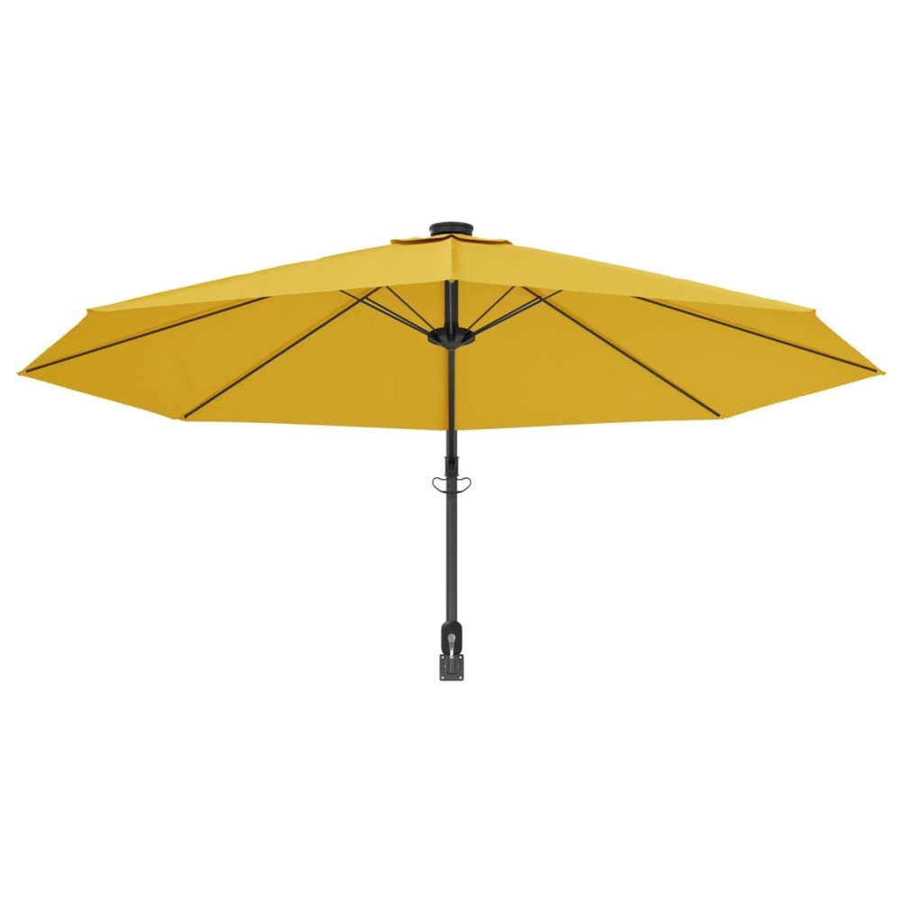 Parasol d'extérieur mural avec led 290 cm jaune