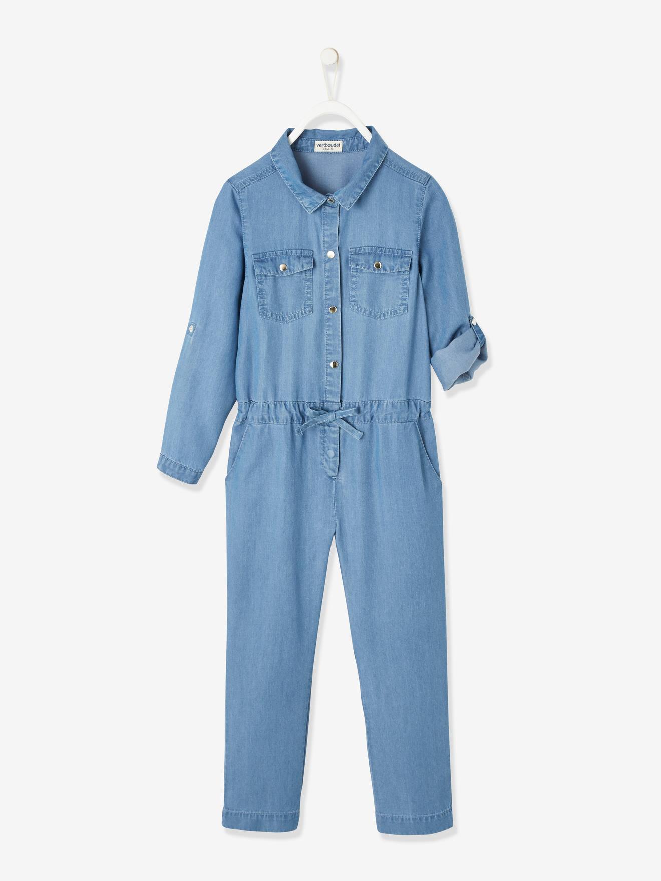 Macacão Lyocell® fluido e leve para meninas, lavagem azul escura.