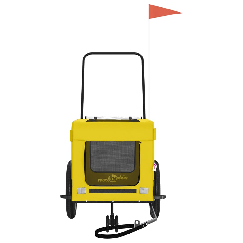 vidaXL Reboque para Bicicleta de Animais de Estimação em Tecido Oxford, Amarelo e Preto