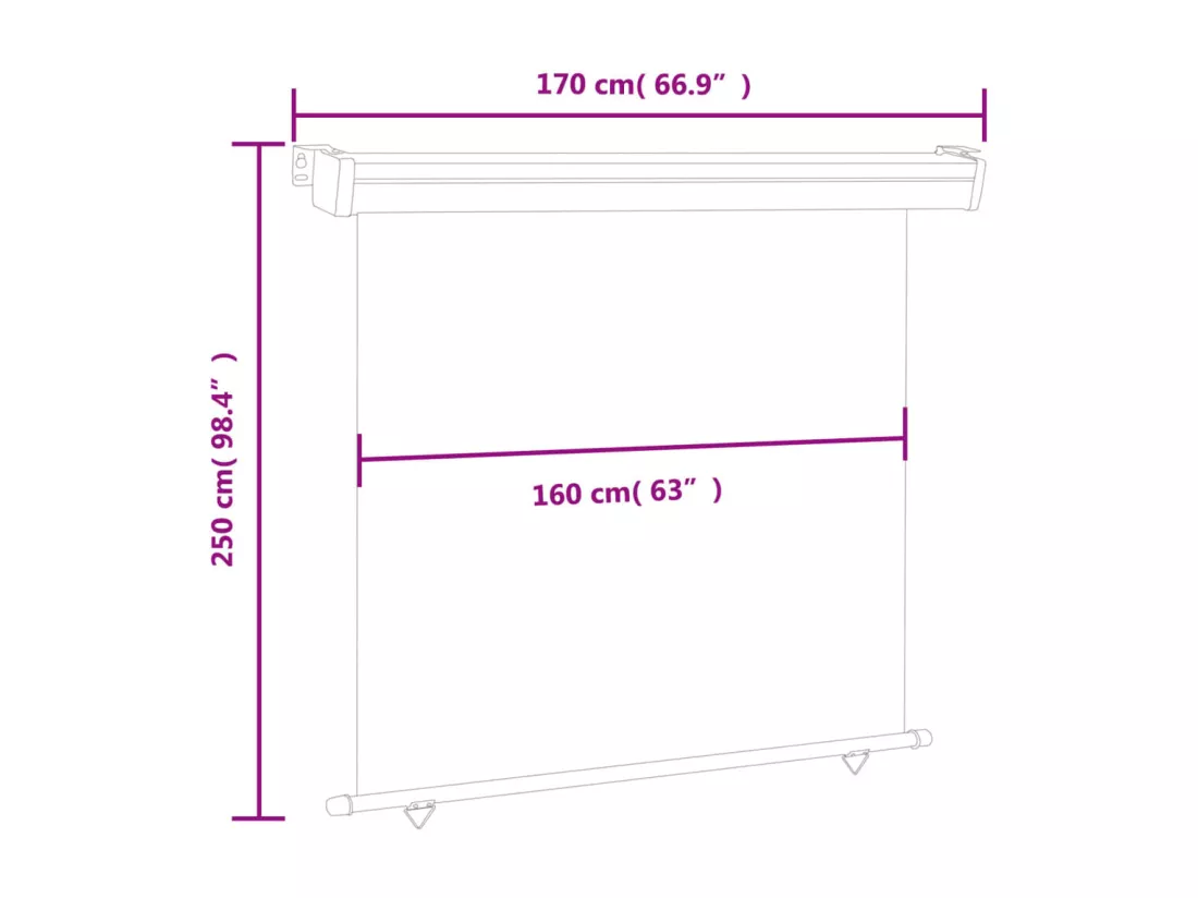 Auvent latéral de balcon 170x250 cm Crème