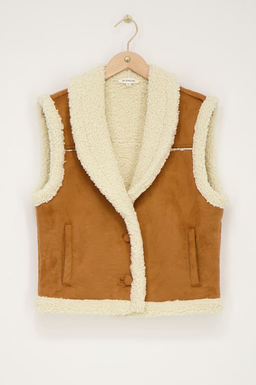 Cognac suède teddy gilet