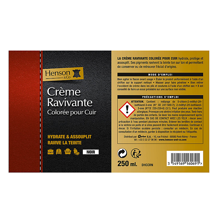 Crème ravivante cuir noir Henson & Co 250ml