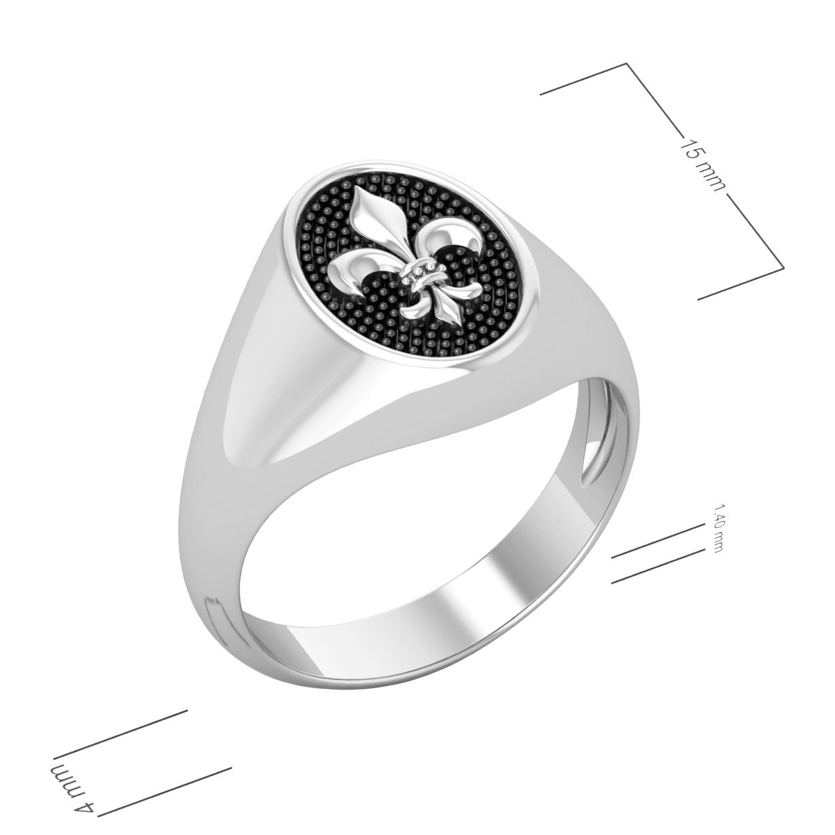 Bague Homme Chevalière Fleur de Lys en Or Blanc - Cadeau Luxueux Fête des Pères | Aden