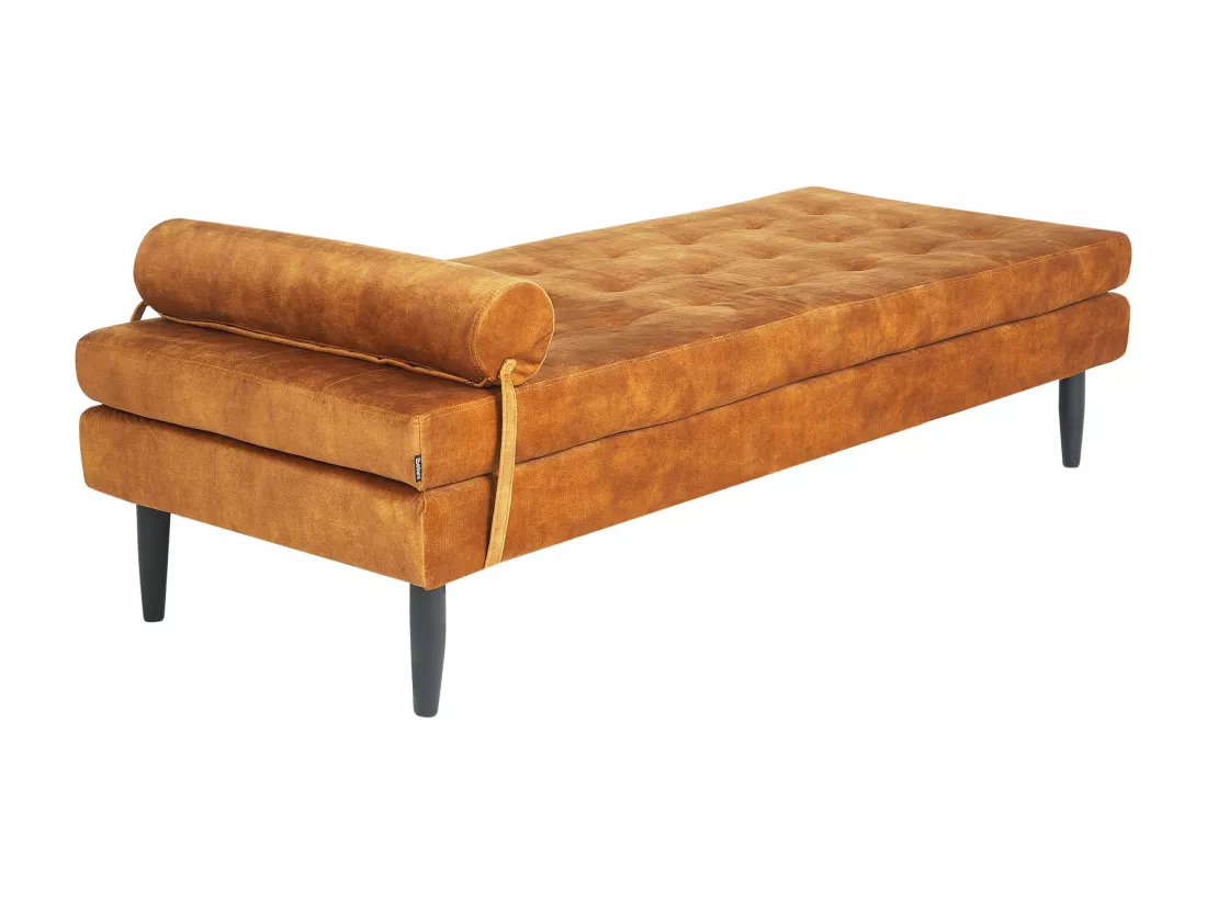 Chaise longue 180 x 70 cm en velours jaune USSEL