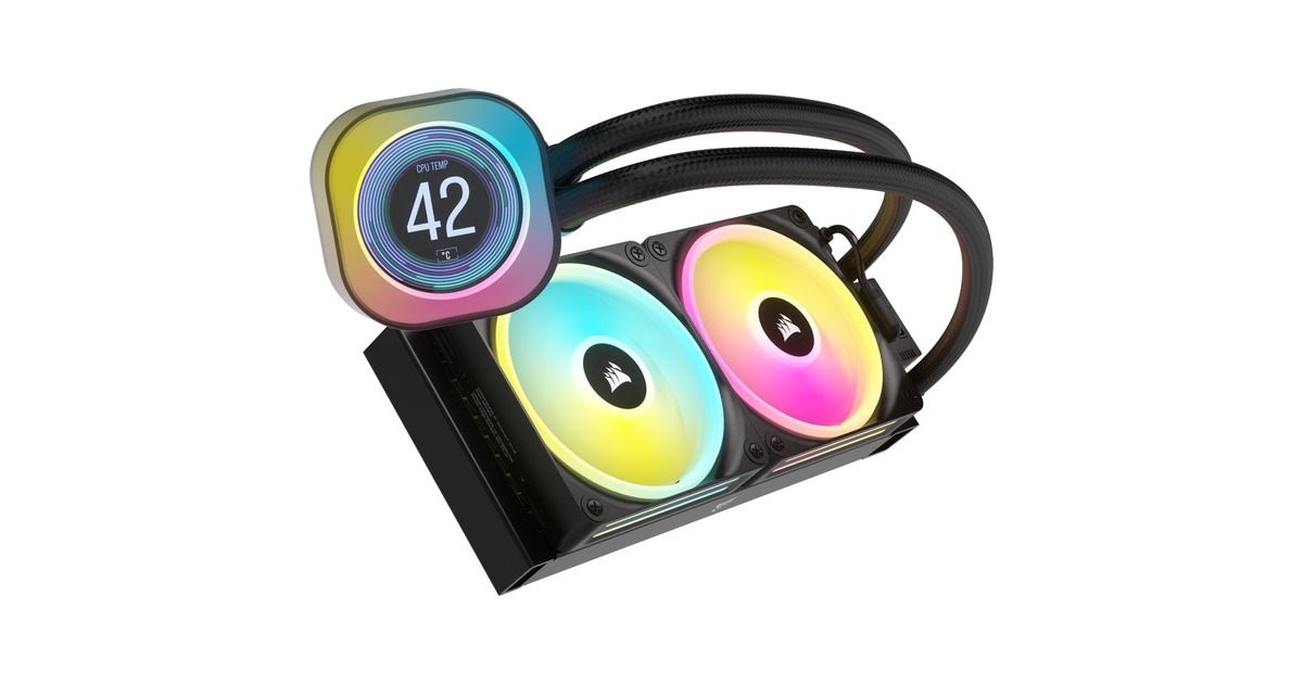CorsairiCUE LINK H100i LCD Liquid CPU Cooler waterkoeling  (Zwart)