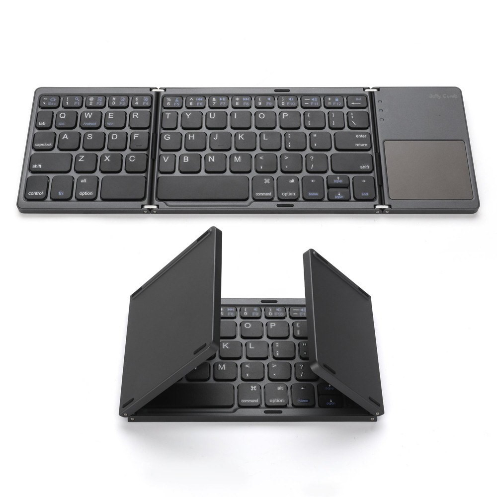 Faltbare Mini Bluetooth Tastatur Keyboard (QWERTY) mit Touchpad für Macbook / Laptop / Notebook / Tablet / Smartphone - Schwarz