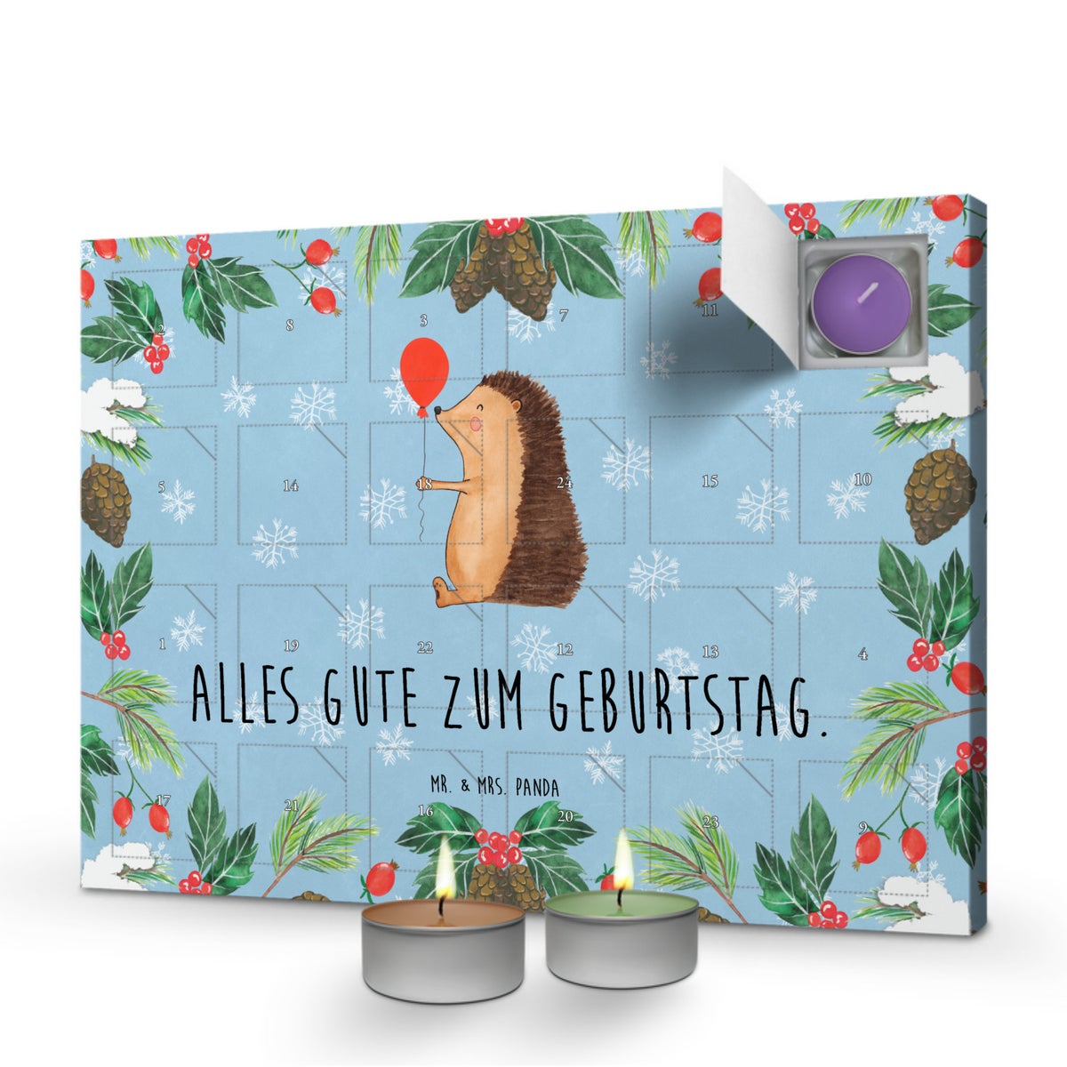 Mr. & Mrs. Panda Geurkaars Adventskalender Egel Ballon - Pastelblauw