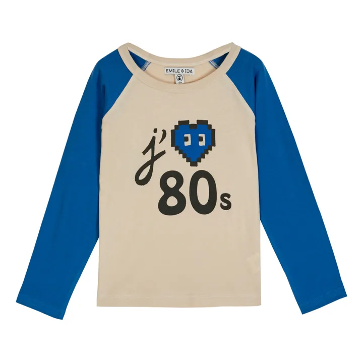 Emile et Ida T-Shirt Coton Bio Bicolore 80s | Bleu