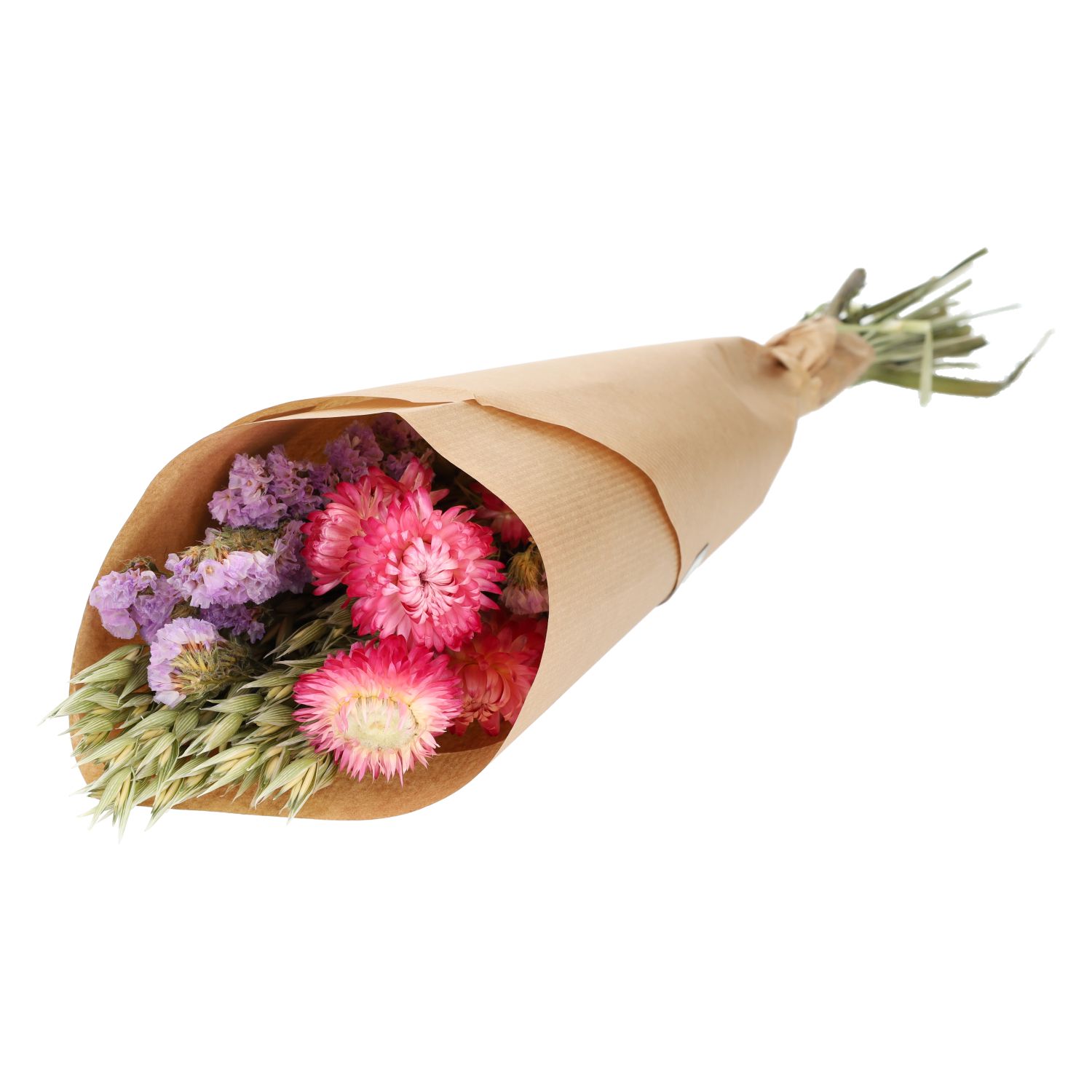 Droogbloemen, gemengd boeket, roze/lila