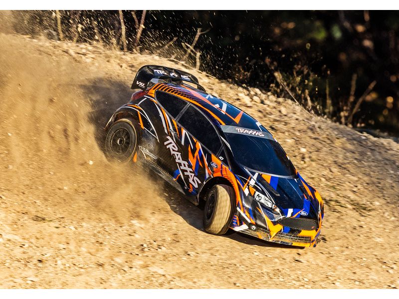 Traxxas Rally Ford Fiesta ST VXL 4WD Orange, ARTR, 1:10 Robustes RC Rallyauto mit 3S Brushless Antrieb