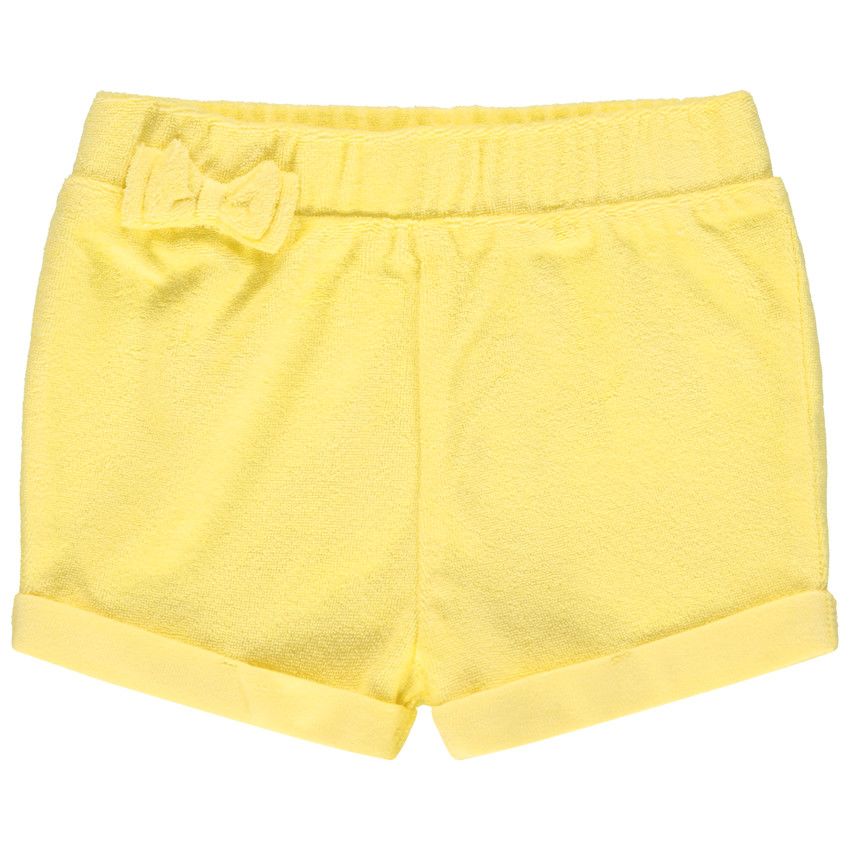 Short en éponge avec noeud à la taille - Jaune