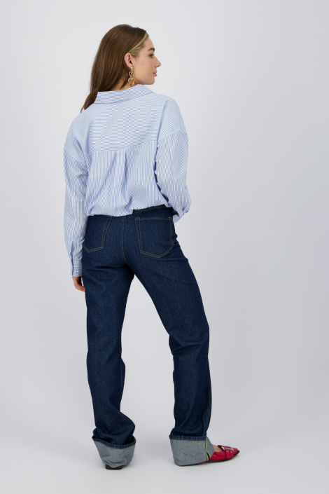 Raizzed blauwe dames blouse