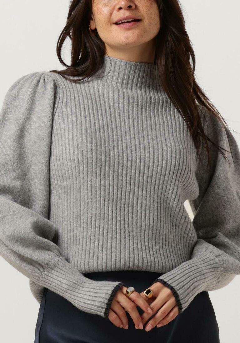 CO\\'COUTURE grijze co'couture trui row puff rib knit