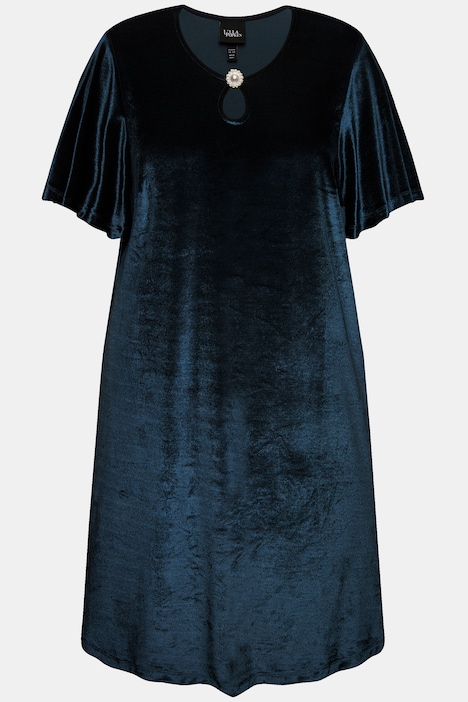 Samtkleid, A-Linie, Keyhole, Rundhals, Halbarm