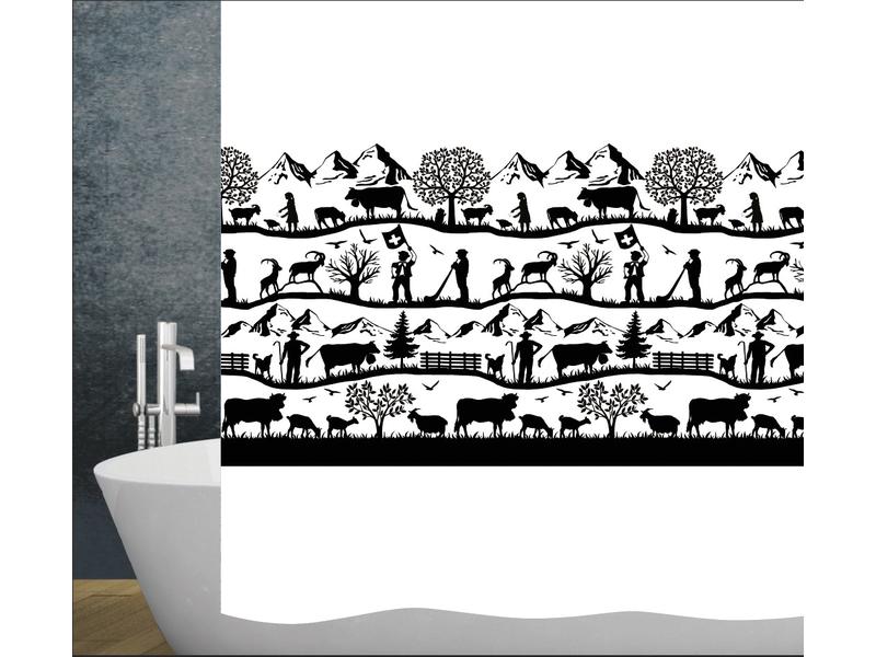 diaqua® Duschvorhang Swiss Dreams 180 x 200 cm, Schwarz/Wei Trendiger Badevorhang