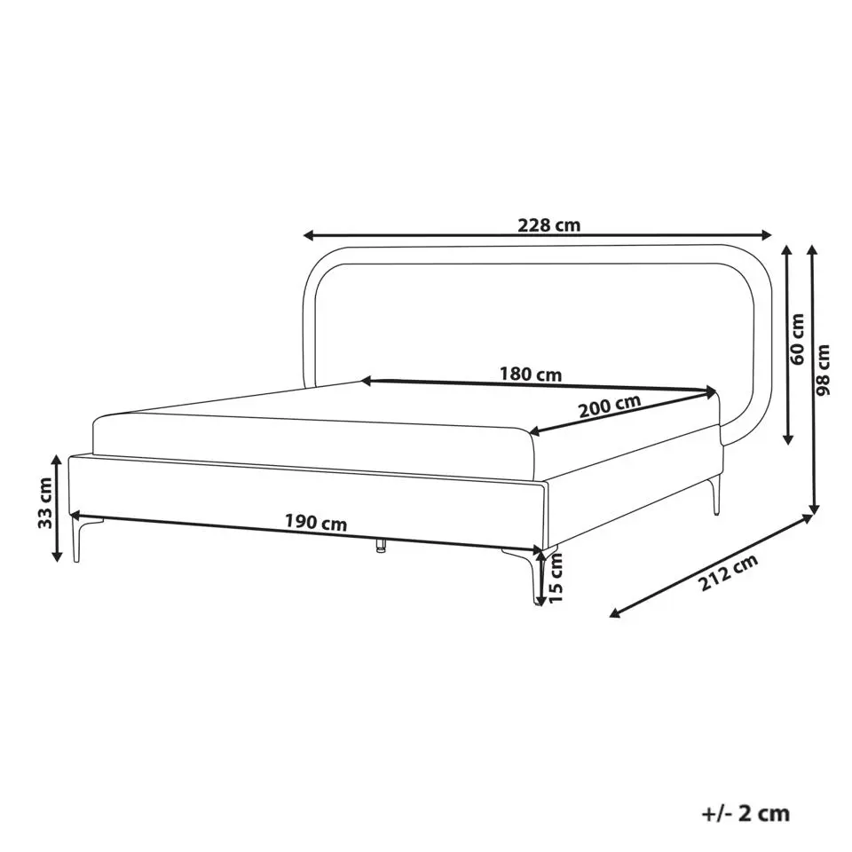SUZETTE - Tweepersoonsbed - Lichtgrijs - 180 x 200 cm - Polyester