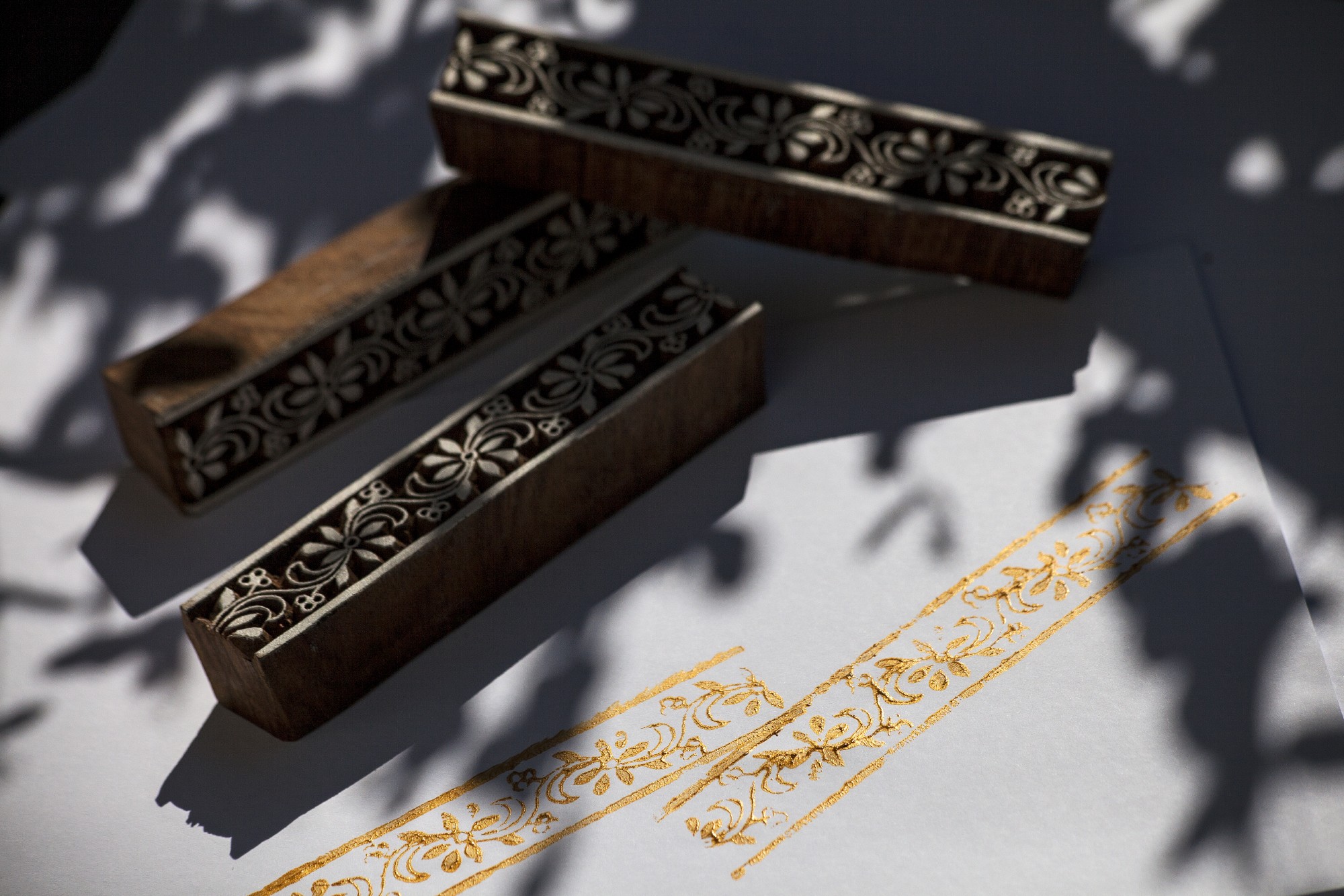 Textilstempel 'Bordüre' M, aus Hartholz, B ca. 15 cm, diverse Motive günstig bestellen