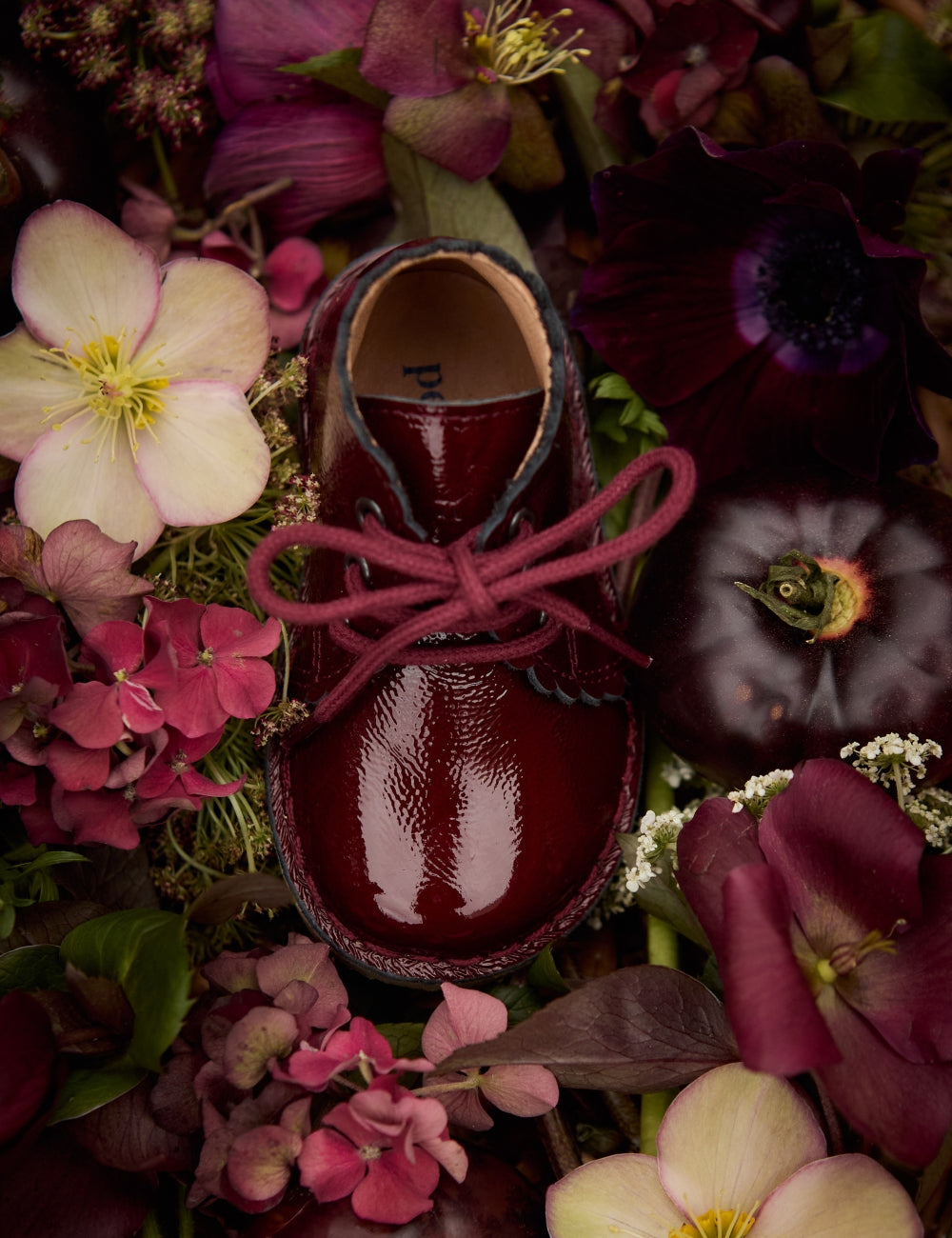 Scallop Boot - Burgundy Patent