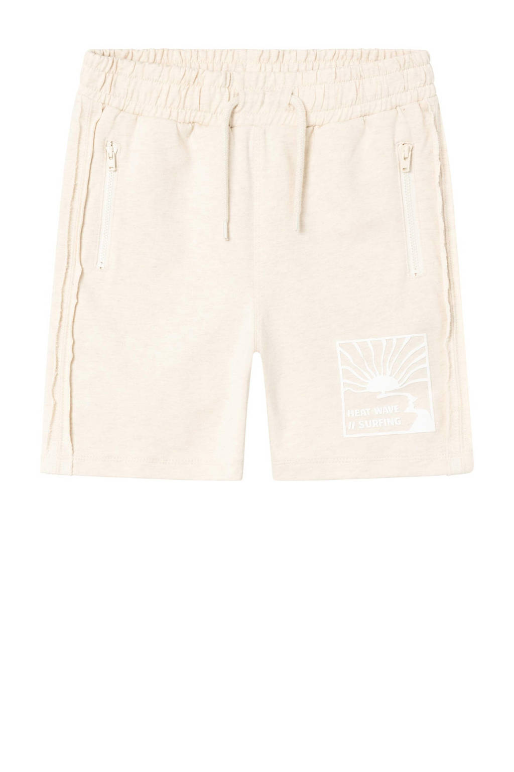 NAME IT loose fit sweatshort NKMHUMMI met printopdruk ecru