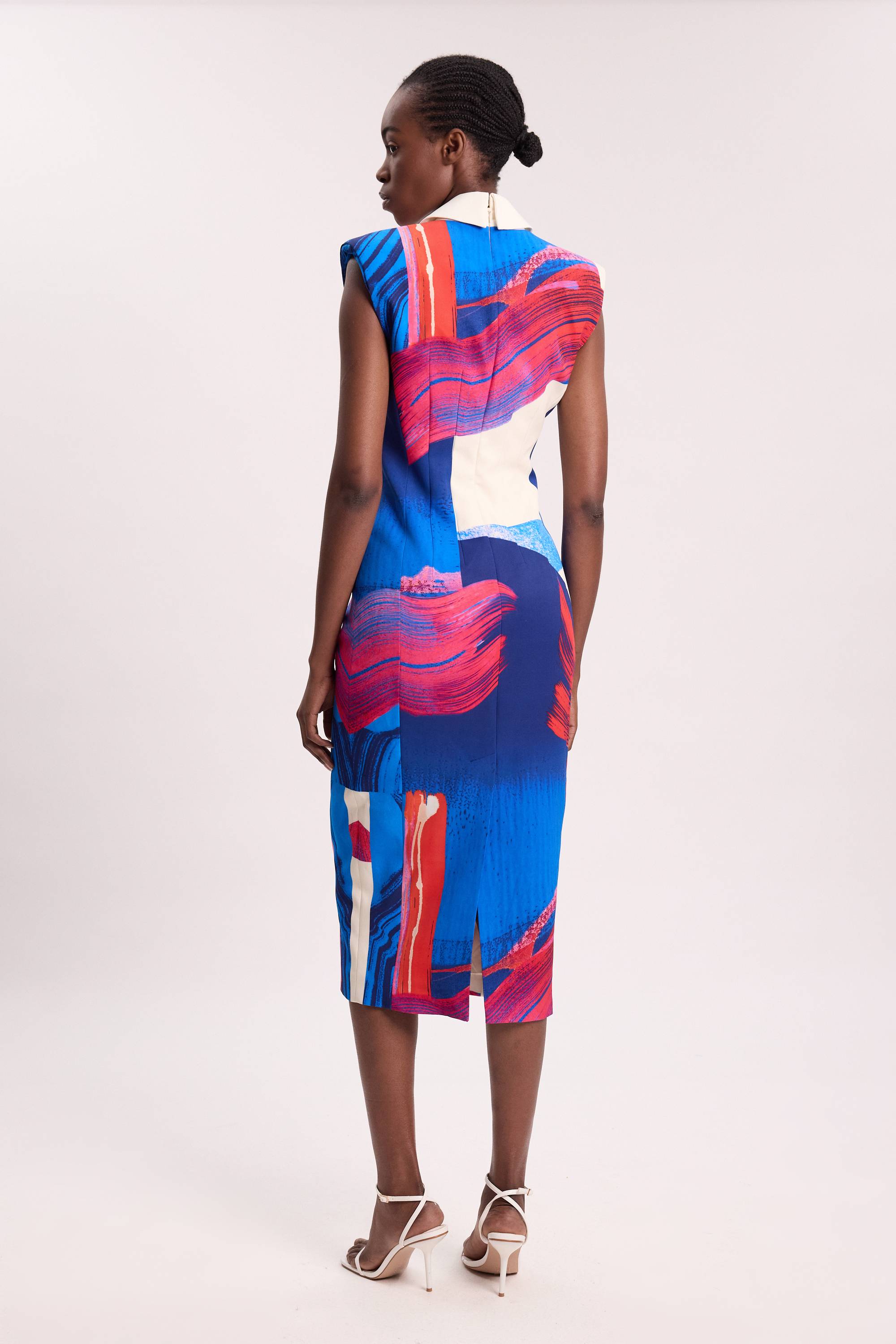 KarenMillen Robe Midi Ajustée Sans Manches À Encolure Drapée Polie Petite