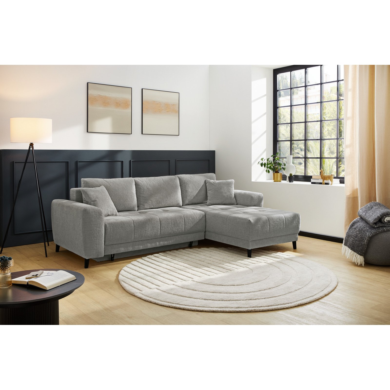 Ecksofa Bea Stoff Chenille grau