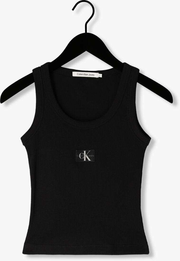 CALVIN KLEIN zwarte calvin klein top woven label rib tank top